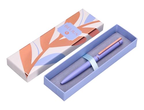 BELIUS Tintenroller Rose, Aluminium, Waschanlage, Roségold, blaue Tinte, Design-Box von BELIUS