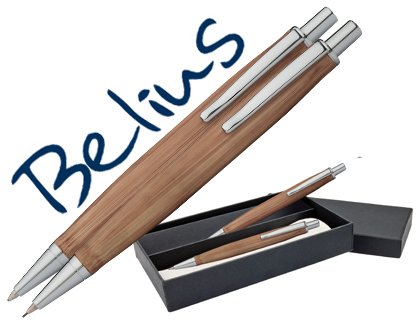 Set Belius Kugelschreiber und Druckbleistift Monaco aus hellem Holz mit Chrom-Finish in Etui Set Belius Kugelschreiber und Druckbleistift Monaco aus hellem Holz mit Chrom-Finish in Etui von BELIUS