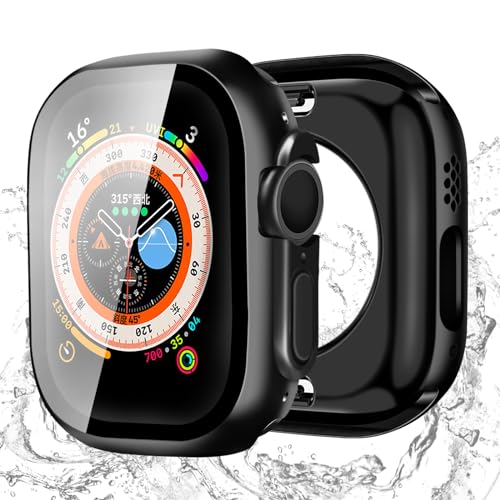 [2 in 1] BELIYO Schutzhülle Kompatibel mit Apple Watch, Bildschirm 360 Schutzhülle aus, ultradünn, insgesamt wasserdicht für Apple Watch Ultra 49mm schutzhülle(49mm,Schwarz') von BELIYO