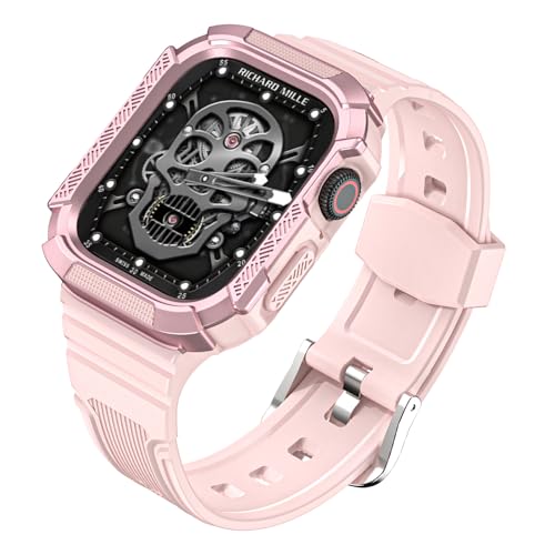 BELIYO Apple watch Armband Kompatibel mits SE2/SE/9/8/7/6/5/4/3/2/1,Armband und schutzhüllesind eins, Gepanzertes Aussehen,für iwatch Größe 41/40/38mm (Rosa-Roségold) von BELIYO