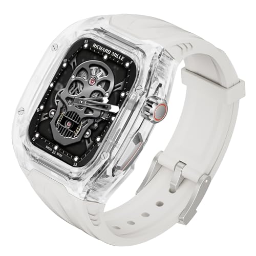 BELIYO Apple watch Armband Kompatibel mits SE2/SE/9/8/7/6/5/4 Armband und schutzhüllesind eins PC+TPU-Material stark und robust für iwatch Größe 44/45mm(Transparent-Starlight) von BELIYO