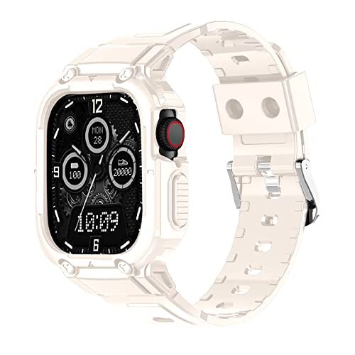 BELIYO Armband Kompatibel mit Apple Watch SE2/SE/9/8/7/6/5/4/3/2/1,Armband und schutzhüllesind eins, Gepanzertes Aussehen,Silikon,für Apple Watch Größe 41/40/38mm Armband (41/40/38mm，Sternenlicht von BELIYO