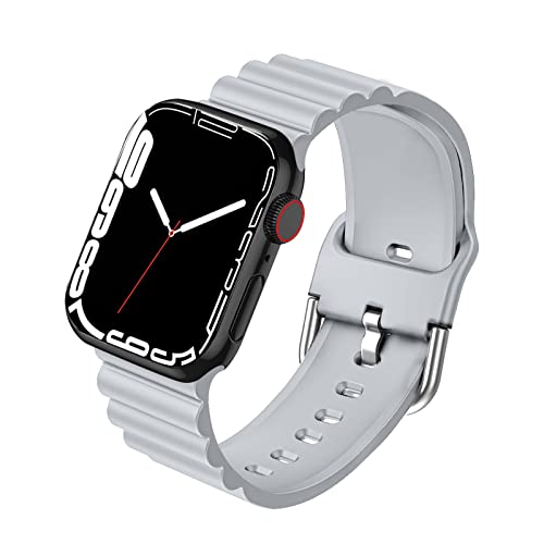 BELIYO Armband Kompatibel mit Apple Watch SE2/SE/9/8/7/6/5/4/3/2/1,Silikon,Bequem,strapazierfähig,schmutzabweisend stilvoll für Apple Watch 41/40/38mm Armband(41/40/38mm,Grau von BELIYO