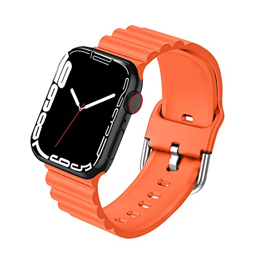 BELIYO Armband Kompatibel mit Apple Watch SE2/SE/9/8/7/6/5/4/3/2/1,Silikon,Bequem,strapazierfähig,schmutzabweisend stilvoll für Apple Watch 41/40/38mm Armband(41/40/38mm,Orange von BELIYO