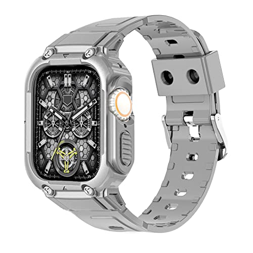 BELIYO Armband Kompatibel mit Apple Watch Ultra2/Ultra,Armband und schutzhüllesind eins, Gepanzertes Aussehen,Silikon,für Apple Watch Größe 49mm Armband (49mm,Grau von BELIYO