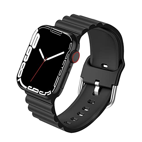 BELIYO Armband Kompatibel mit Apple Watch Ultra2/Ultra/SE2/SE/9/8/7/6/5/4/3/2/1,Silikon,Bequem,strapazierfähig,schmutzabweisend stilvoll für Apple Watch 49/45/44/42mm Armband(49/45/44/42mm,Schwarz von BELIYO