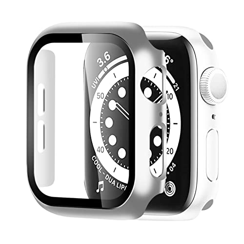 BELIYO Schutzhülle Apple Watch Displayschutzfolie PC Gesamtschutzhülle für Apple Watch 9/8/7 41mm schutzhülle（41mm,Silber' von BELIYO