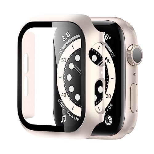 BELIYO Schutzhülle Apple Watch Displayschutzfolie PC Gesamtschutzhülle für Apple Watch 9/8/7 45mm schutzhüllee（45mm,Starlight' von BELIYO