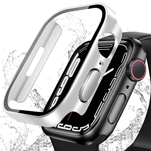 BELIYO Schutzhülle Kompatibel mit Apple Watch 9/8/7,wasserdichte Hülle,3D rechtwinklige Kante,Galvanisierungsprozess für Apple Watch 9/8/7 41mm schutzhülle（41mm,Silber von BELIYO