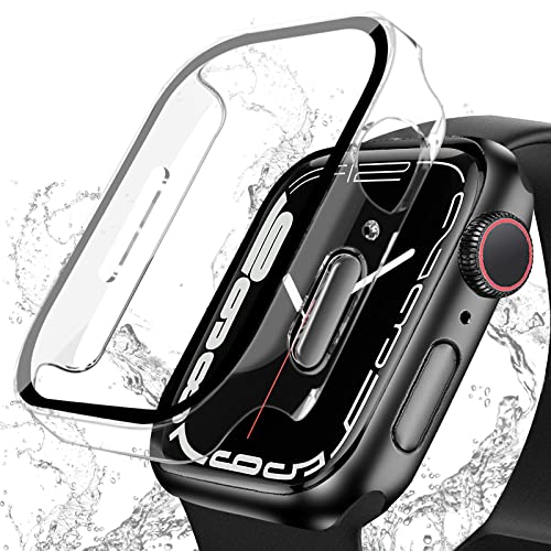 BELIYO Schutzhülle Kompatibel mit Apple Watch 9/8/7,wasserdichte Hülle,3D rechtwinklige Kante,Galvanisierungsprozess für Apple Watch 9/8/7 45mm schutzhülle（45mm,Transparent von BELIYO