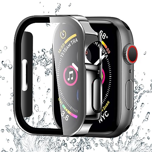 BELIYO Schutzhülle Kompatibel mit Apple Watch Ultra/SE2/SE/8/7/6/5/4,wasserdichte Hülle,3D rechtwinklige Kante,Galvanisierungsprozess für Apple Watch SE2/SE6/5/4 40mm schutzhülle(40mm,Schwarz) von BELIYO