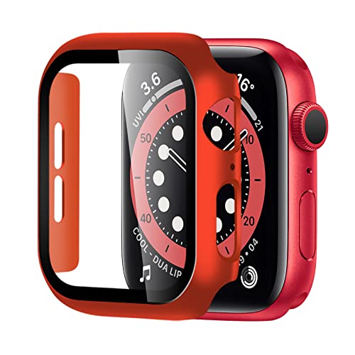BELIYO Schutzhülle Kompatibel mit Apple Watch Ultra 2/Ultra/SE2/SE/9/8/7/6/5/4,Apple Watch Gesamtschutzhülle für Apple Watch 8/7 45mm schutzhüllee（45mm,Rot von BELIYO