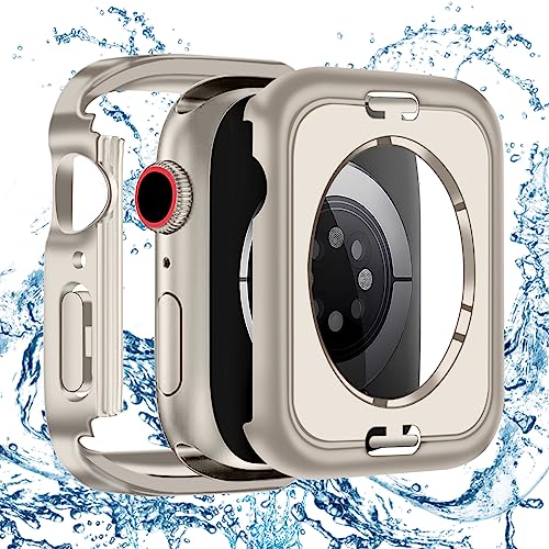 BELIYO Wasserdichtes Gehäuse für Apple Watch 9/8/7 45mm – Hart-PC, 360° vollständiger Schutz, 3D-rechtwinklige Kante- Starlight'' von BELIYO