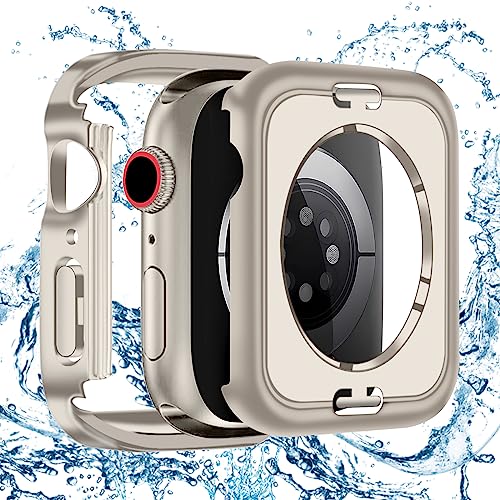 BELIYO Wasserdichtes Gehäuse für Apple Watch SE2/SE/6/5/4 40 mm – Hart-PC, 360° vollständiger Schutz, 3D-rechtwinklige Kante- Starlight'' von BELIYO