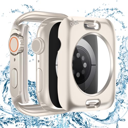 BELIYO kompatibel mit iWatch SE2/SE/6/5/4 Serie 40 mm 360°-Schutzhülle, lässt Sich in Sekundenschnelle in Ultra-Look verwandeln. Gehärtetes Glasmaterial, Kratzfest, leicht（Titangold） von BELIYO