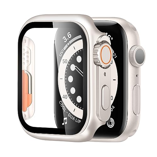 BELIYO schutzhülle Kompatibel mit Apple Watch SE2/SE/9/8/7/6/5/4,Die Erscheinung Wird in EIN Ultra-Serie-Gehäuse umgewandelt, Ultradünne für Apple Watch 9/8/7 45mm schutzhülle(45mm,Starlight) von BELIYO