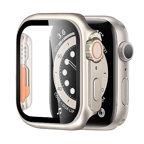 BELIYO schutzhülle Kompatibel mit Apple Watch SE2/SE/9/8/7/6/5/4,Die Erscheinung Wird in EIN Ultra-Serie-Gehäuse umgewandelt, Ultradünne für Apple Watch 9/8/7 45mm schutzhülle(45mm,Titanfarbe) von BELIYO