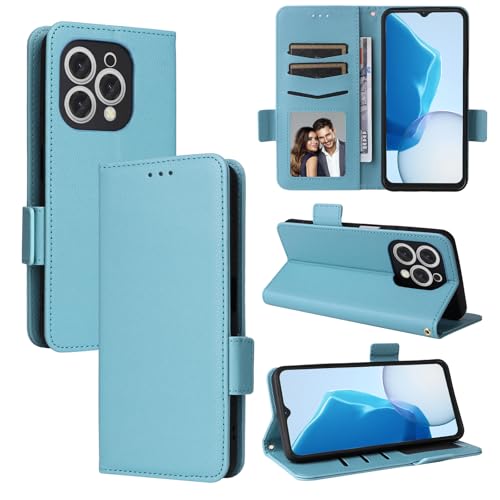 BELLA BEAR Doogee N55 Plus Handyhülle, Magnetische Flip-Leder-Geldbörsenhülle, Kickstand-Hülle, Stoßfeste Schutzhülle für Doogee N55 Plus-LBlau von BELLA BEAR