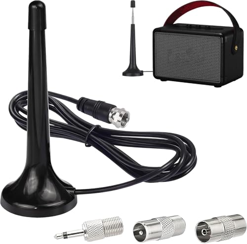 UKW/DAB+/DAB Antenne Zimmerantenne, Radioantenne Digitale, 75 Ohm mit Magnetfuß, 3.0Meter Kabel, 3 Adapter, Teleskopantenne für HiFi-Empfänger, Stereoanlagen, Innenbereich, optimierter Radioempfang von BELLALICHT