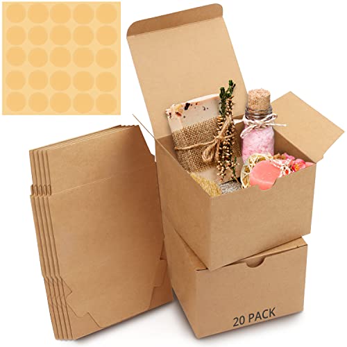 Belle Vous Karton Geschenkboxen Braun (20 Stk) - Schachteln 12 x 12 x 9 cm Pappschachteln mit Deckel - Kraftpapier Geschenk Box zum selber Aufbauen für Geschenke, Hochzeit, Party, Weihnachten von BELLE VOUS
