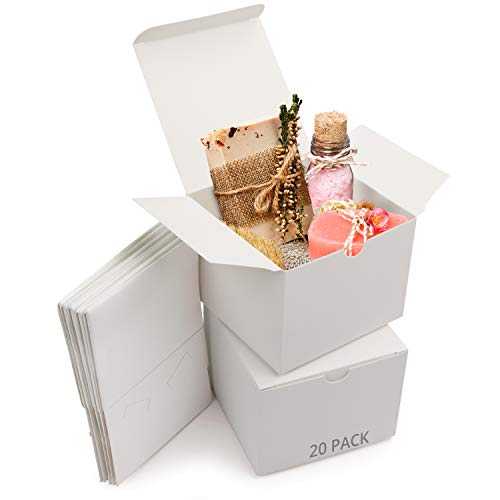 Belle Vous Karton Geschenkboxen Weiß (20 Stk) - Schachteln 12x12x9cm Pappschachteln mit Deckel - Kraftpapier Geschenk Box Zum Selber Aufbauen für Geschenke, Hochzeit, Party, Weihnachten von BELLE VOUS