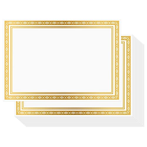 Belle Vous Urkundenpapier A4 Druckerpapier A4 Weiß (50er Pack) - Zertifikat Papier Drucker mit Gold Folie Rand - Drucker Papier für Mitarbeiter, Abschlusszeugnisse, Schulen, Diplome und Mehr von BELLE VOUS