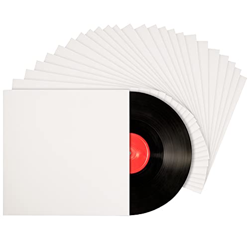 Belle Vous Weiße Schallplatten Hüllen Vinyl Hüllen 12 Zoll (25 Stk) – LP Hüllen 31x31cm – LP Schutzhülle ohne Innenloch Vinyl Schutzhüllen Säurefrei – Blanko Naturbelassene Plattenhüllen von BELLE VOUS