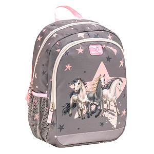 BELMIL® Kindergartenrucksack Kiddy Plus Star Horses Kunstfaser grau/rosa von BELMIL®