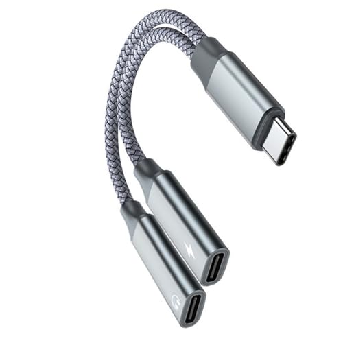 BELOWSYALER Doppelter Typ-C-Kopfhörer-Ladeadapter-Splitter, 60 W, schnelles Laden, geeignet für USB-C-Geräte mit klarem Klang BELOWSYALER Doppelter Typ-C-Kopfhörer-Ladeadapter-Splitter, 60 W, schnelles Laden, geeignet für USB-C-Geräte mit klarem Klang von BELOWSYALER