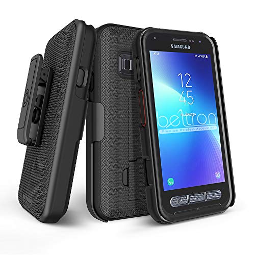 BELTRON Galaxy XCover FieldPro mit Clip, robuste Schutzhülle drehbarem Gürtelclip für Samsung Field Pro G889 (AT&T FirstNet), Eigenschaften: Sicherer Sitz und integrierter Ständer, Schwarz von BELTRON