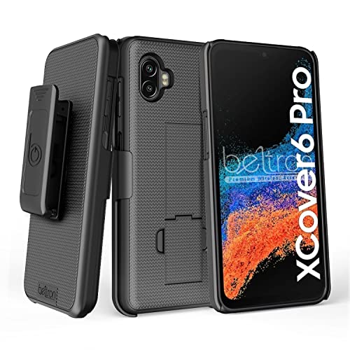 BELTRON Galaxy XCover6 Pro Hülle mit Clip, robuste Hülle mit drehbarem Gürtelclip für Samsung Galaxy XCover 6 Pro 2022 SM-G736 (AT&T FirstNet Verizon), industrielle Stärke (schwarz) von BELTRON