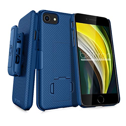 BELTRON Holster-Schutzhülle für iPhone 7/8/SE 2020/SE 2022, superdünn, gummierte Griffhülle und drehbarer Gürtelclip-Holster-Kombination mit integriertem Ständer, für Apple iPhone SE3 2022, SE2 2020, von BELTRON