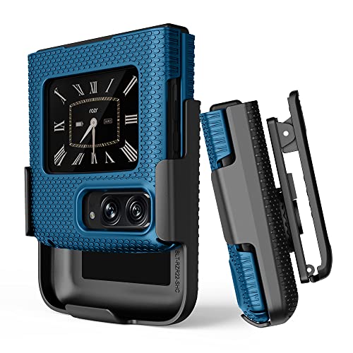 BELTRON Schutzhülle mit Clip für Motorola RAZR 2022, Schutzhülle zum Aufstecken und drehbarem Gürtelholster mit integriertem Ständer für Moto RAZR 3 5G Klapphandy (3. Generation) XT2251-1, Blau von BELTRON