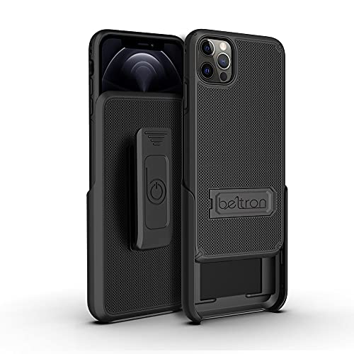 BELTRON Schutzhülle mit Holster-Kombination für iPhone 12/12 Pro, schlanke, schützende Ganzkörper-Griff-Hülle und drehbarer Gürtelclip, 3-in-1-Kombination mit Ständer und Kartenhalter von BELTRON