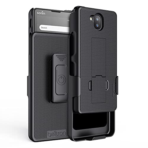 BELTRON Sonim XP10 Schutzhülle mit Holster, robuster Gürtelclip mit drehbarem Clip für Sonim XP10 (AT&T FirstNet Verizon XP9900) – sichere Passform und integrierter Ständer (unterstützt 5,7 cm (2,25 von BELTRON