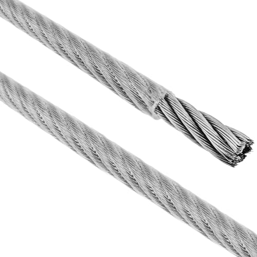 BeMatik - Edelstahl Kabel 7x19 6,0 mm. 50 m Spule. Klarer Kunststoff beschichtet von BEMATIK.COM