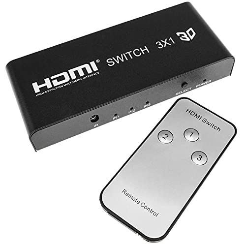 BeMatik - HDMI-Wahlschalter mit Fernbedienung (3 IN bis 1 Out) von BEMATIK.COM