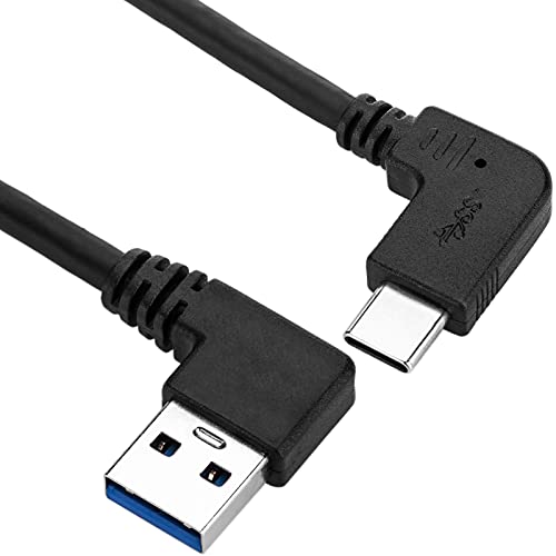 BeMatik - Kabel USB-C 3.1-Stecker abgewinkelt zu USB-A 3.1-Stecker abgewinkelt 3 m Schwarze Farbe von BEMATIK.COM