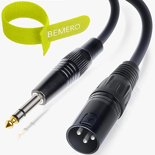 BEMERO Linekabel XLRm auf 6.3 Klinken, 10 m, symmetrisch, 3-polig, schwarz von BEMERO