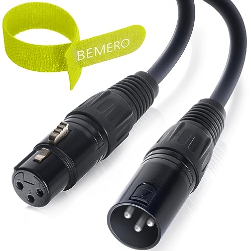 BEMERO Mikrofonkabel, Linekabel, XLRf auf XLRm, 20 m, symmetrisch, 3-polig, schwarz von BEMERO