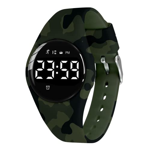 BEN NEVIS Digital Kinderuhr Jungen-Sports Outdoor Wasserdicht Armbanduhr mit LED-Licht,Wecker,Stoppuhr,Datum,Fitness Tracker Uhr mit Schrittzähler,Distanz-Silikon Armband Armee von BEN NEVIS