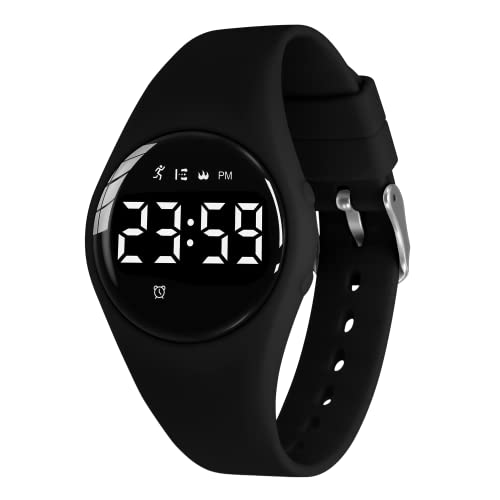 BEN NEVIS Digital Kinderuhr Jungen-Sports Outdoor Wasserdicht Armbanduhr mit LED-Licht,Wecker,Stoppuhr,Datum,Fitness Tracker Uhr mit Schrittzähler,Distanz-Silikon Armband Schwarz von BEN NEVIS