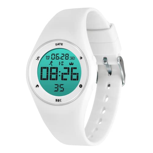 BEN NEVIS Digital Kinderuhr Jungen und Mädchen-Sports Outdoor Wasserdicht Armbanduhr mit LED-Licht,2 Wecker,Stoppuhr,Datum,Fitness Tracker Uhr mit Schrittzähler,Distanz-Silikon Armband Weiß von BEN NEVIS