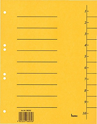Bene 98300 Trennblätter, A4, Inhalt 50 stück, gelb von BENE