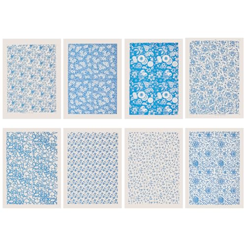 BENECREAT 8 Stile Keramik Ton Transferpapier 53x38cm Blau Und Weiß Porzellan Muster Keramik Aufkleber Unterglasur Transfers Aufkleber von BENECREAT
