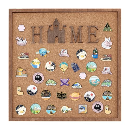 BENECREAT Quadrat HOME Wort Pin Board Kork Board, 30x30cm Bulletin Display Board Wand montiert Kork Board mit Sattel braunen Rahmen für Brosche Pin Storage Display, Büro Home Decor von BENECREAT
