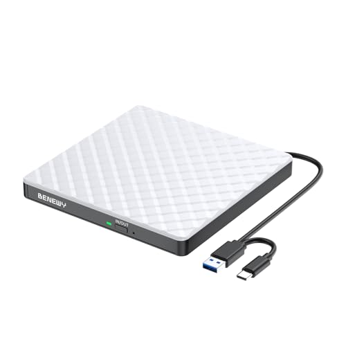 BENEWY Externes CD DVD Laufwerk USB 3.0 & Type-C CD DVD +/-RW Brenner Optische Laufwerke CD DVD Player Reader DVD Laufwerk Extern für PC Laptop Desktop MacBook Windows 11/10/8.1/7 Linux/Mac OS Weiß BENEWY Externes CD DVD Laufwerk USB 3.0 & Type-C CD DVD +/-RW Brenner Optische Laufwerke CD DVD Player Reader DVD Laufwerk Extern für PC Laptop Desktop MacBook Windows 11/10/8.1/7 Linux/Mac OS Weiß von BENEWY