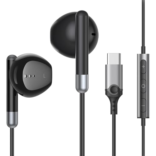 USB C In-Ear Kopfhörer mit Kabel, Kopfhörer für Samsung Galaxy S24 Ultra S23 S22 S21 FE A53 A33 A54 5G, USB C Headset mit Lautstärkeregler, für iPhone 15 Pro Google Pixel 8 7a Pro iPad 10, Huawei von BENEWY