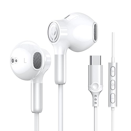 USB C Kopfhörer für Samsung Galaxy S24 Ultra S23 S22 S21 FE S20 A54 Kopfhörer mit Kabel USB C Anschluss HiFi Stereo In-Ear USB Typ C Kopfhörer Kabel mit Mikrofon für iPhone 15 Pro Max iPad Pro Pixel 8 von BENEWY