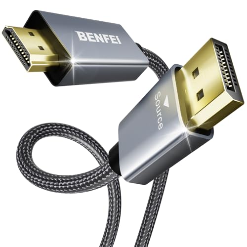 BENFEI 4K DisplayPort auf HDMI Kabel 1,8M 2 Stück [Geflochten, Aluminiumhülse], unidirektionales DisplayPort-Computer zu HDMI-Monitor, DP 1.2 zu HDMI 1.4 kompatibel mit HP ThinkPad AMD NVIDIA Desktop von BENFEI
